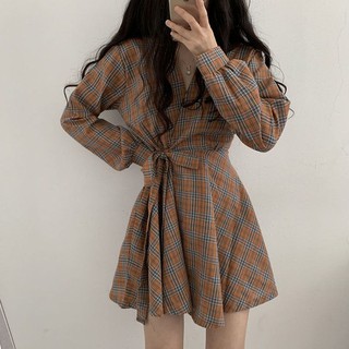 [ORDER TAOBAO] VÁY KẺ CARO THẮT DÂY