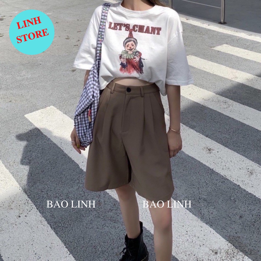 Quần Đùi Ống Rộng Nữ LINH STORE Bigsize Cạp Chun Lưng Cao Khóa Thật Mặc Đi Chơi M051