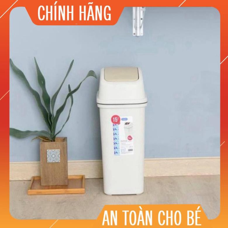 Thùng rác nhựa nắp lật Inochi 15L thiết kế hiện đại  (VUI LÒNG IB SHOP ĐỂ CHỌN MÀU HIỆN CÓ)