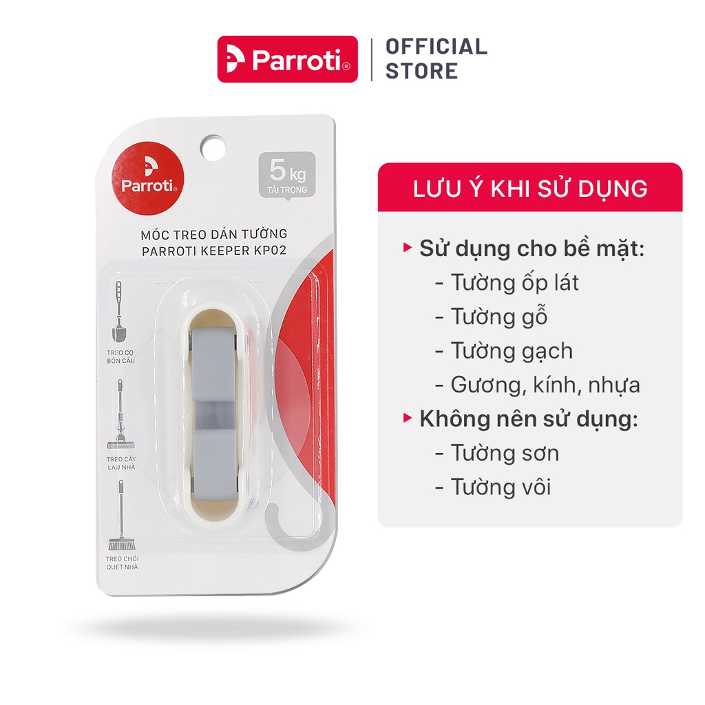 Móc treo cây lau nhà dán tường, treo chổi lau nhà, cọ bồn cầu đa năng - Parroti Keeper KP02