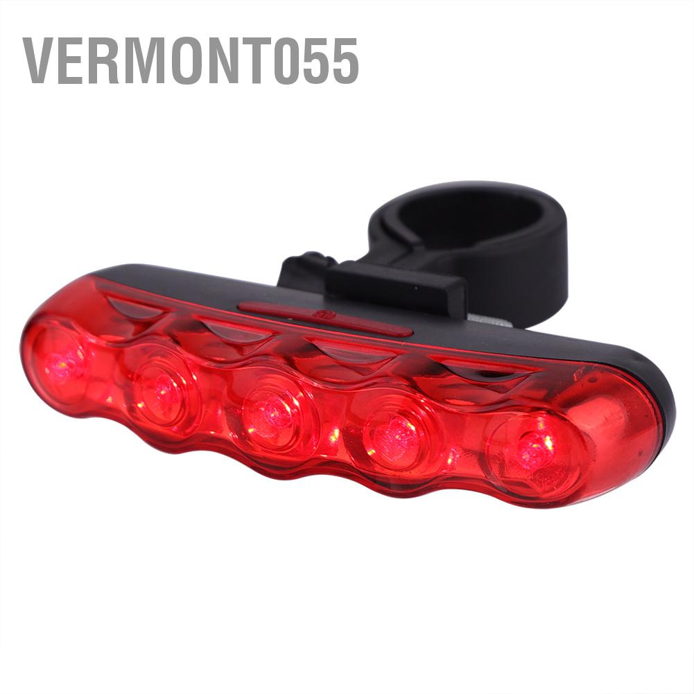 Hàng Hot Đèn cảnh báo ban đêm không thấm nước hậu sáng cao 5LED cho xe đạp leo núi Hàng giao ngayVermont055