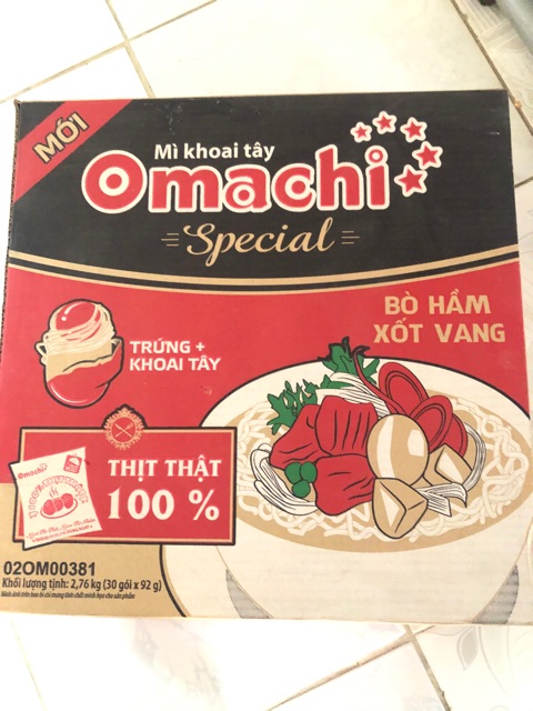 Thùng 30 gói mì Omachi Sốt Spaghetti Special (đỏ, xanh)