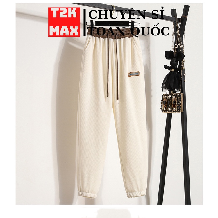 Quần jogger nữ ống rộng chất vải tổ ong dây rút bo gấu thể thao phong cách hàn quốc Ulzzang - T2K Max