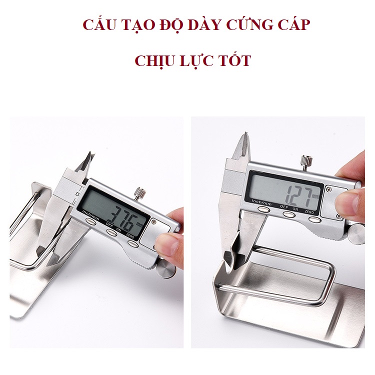 Kệ để bàn chải và ly đánh răng dán tường đơn Latimax Inox 304 dùng keo 3M tiện lợi