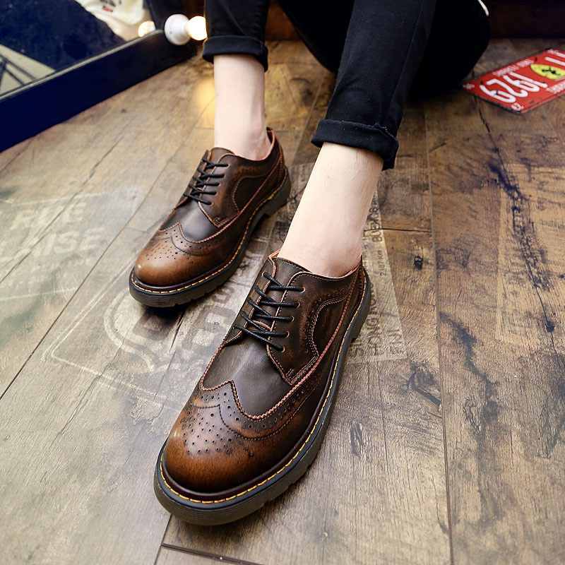 Mens Oxfords Leather Basic Dress Formal Brogue Shoes Man Gentry Style