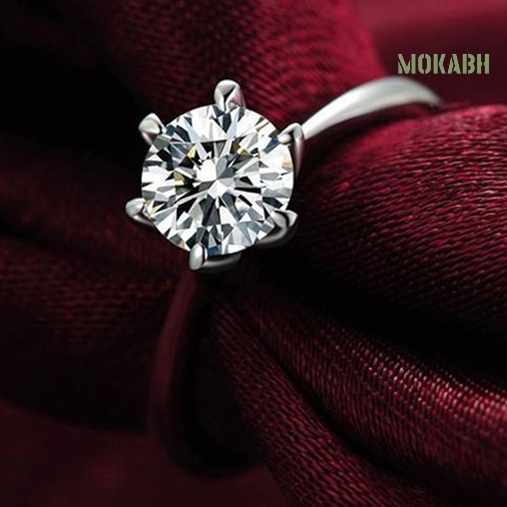 Nhẫn Đính Hôn Nữ Đính Đá Zircon Màu Trong Suốt Kích Thước 6-9