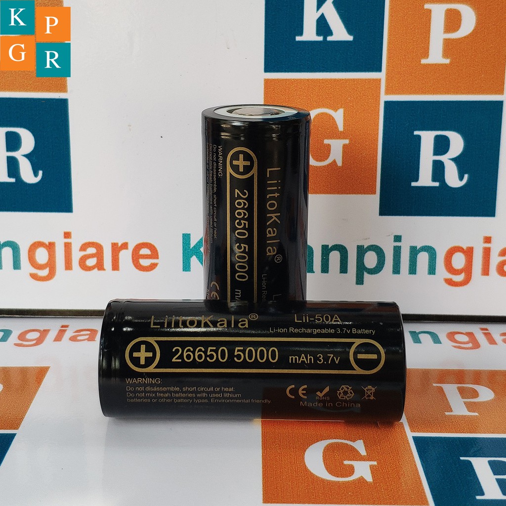 Cell Pin 26650 Liitokala Li-ion 3.7V 5000mah 4C - Xả 20A