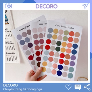 Bộ 48 miếng dán sticker Hàn Quốc dạng chấm tròn nhiều màu sắc đơn giản xinh xắn