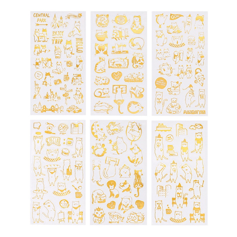 Timex Set 6 Tấm Sticker Resin Epoxy Uv Hình Mèo Dễ Thương Làm Trang Sức Thủ Công Diy