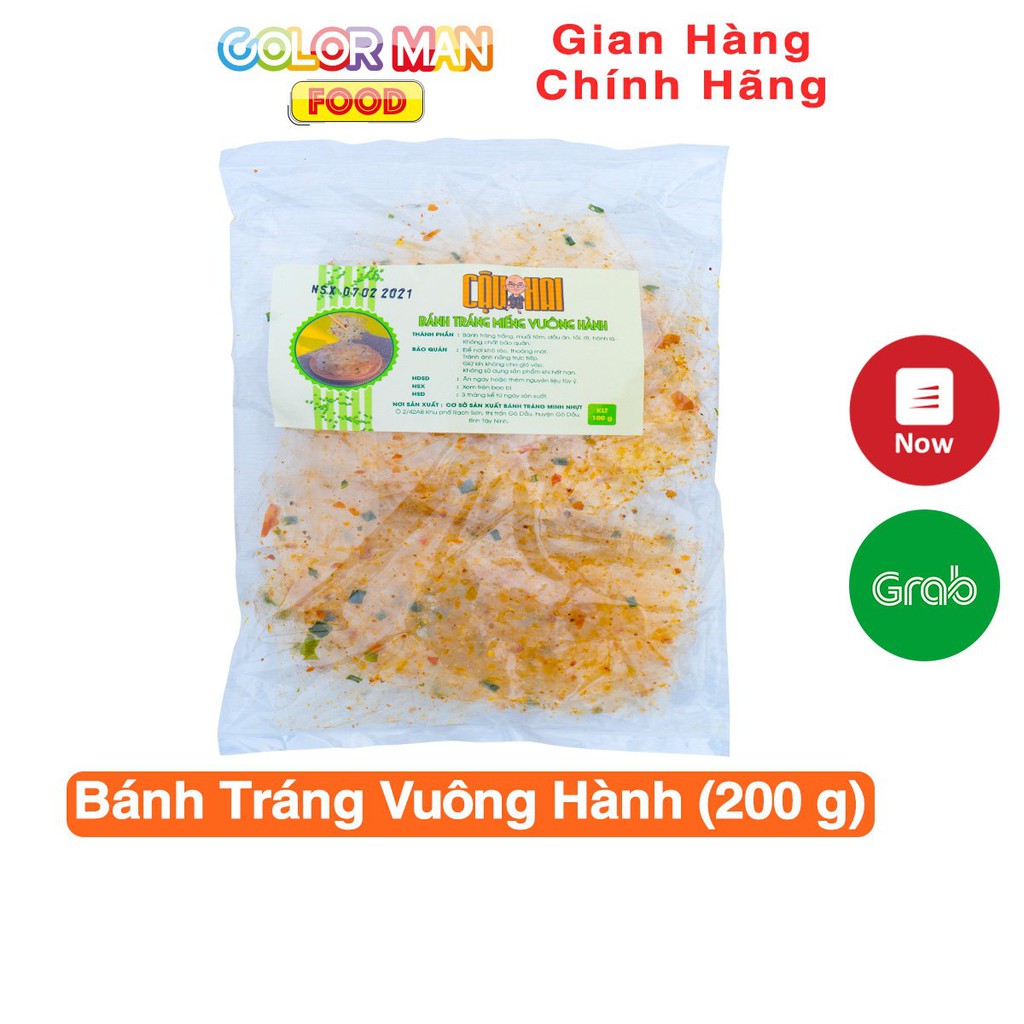 Bánh Tráng Miếng Vuông Hành Cậu Hai COLOR MAN (100g) tuyển chọn từ vùng nguyên liệu bánh tráng nổi tiếng Tây Ninh