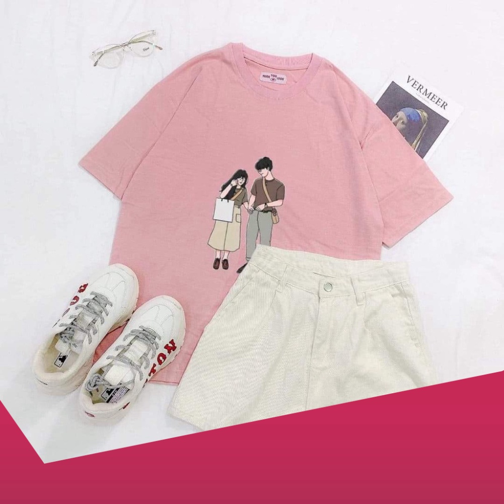 Áo Thun Nam Nữ Tay Lỡ From Rông UNISEX  In Hình Đôi Bạn Siêu Hot Chất Cotton Mịn Đẹp
