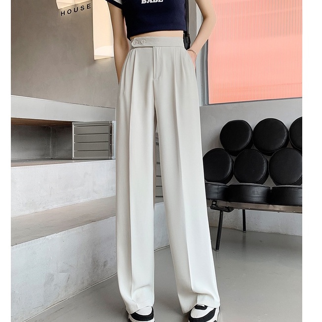 Quần Dài Lưng Cao Ống Suông Rộng Không Biến Dạng 49537