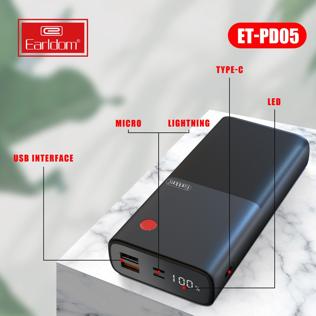 Sạc dự phòng Earldom 20.000 mAh PD – 05