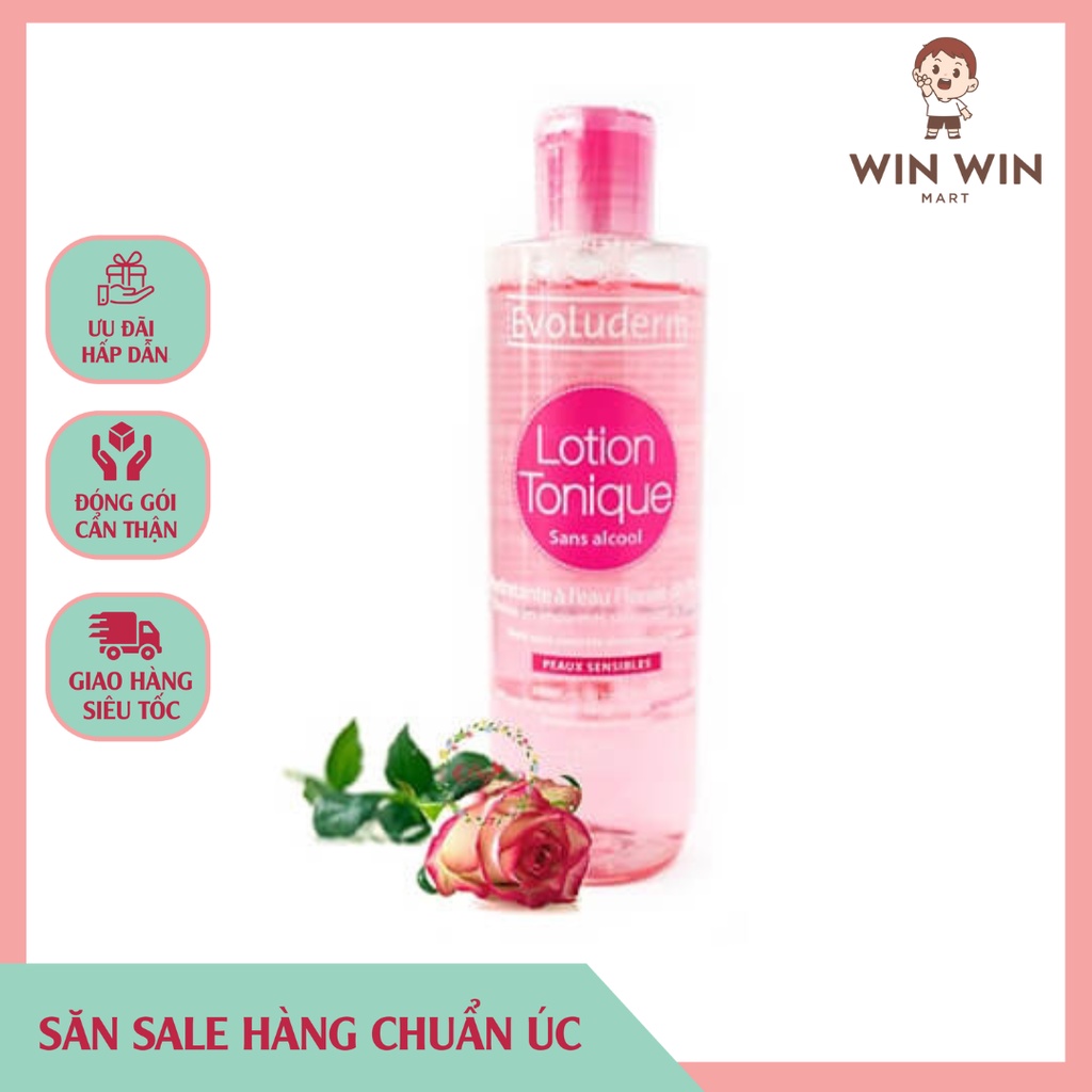 Nước Hoa Hồng Evoluderm Lotion Tonique 250ml Giúp Cấp Ẩm Dưỡng Da Mềm Mịn Căng Bóng