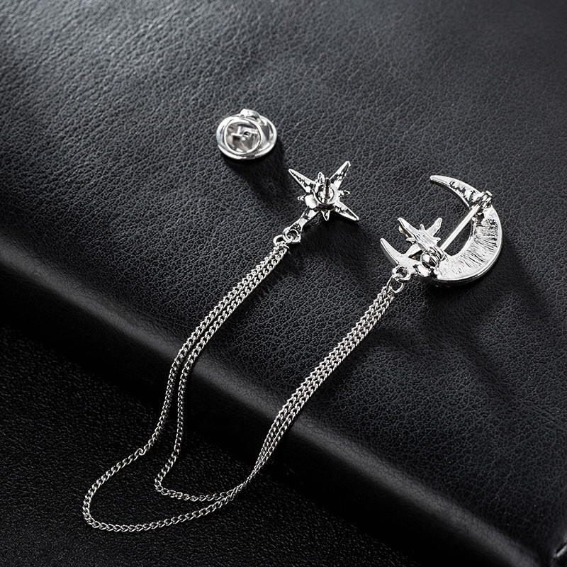 Ghim cài áo Vest Nam Lapel Pin thời trang hình mặt trăng họa tiết chữ thập GH-320 {Phụ kiện Vest Nam - AdamZone}