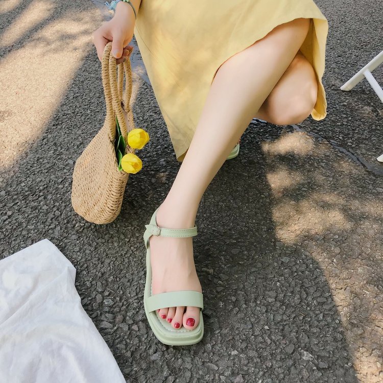 Sandal Hở Ngón Đế Xuồng Cao Mũi Tròn Phong Cách Mới