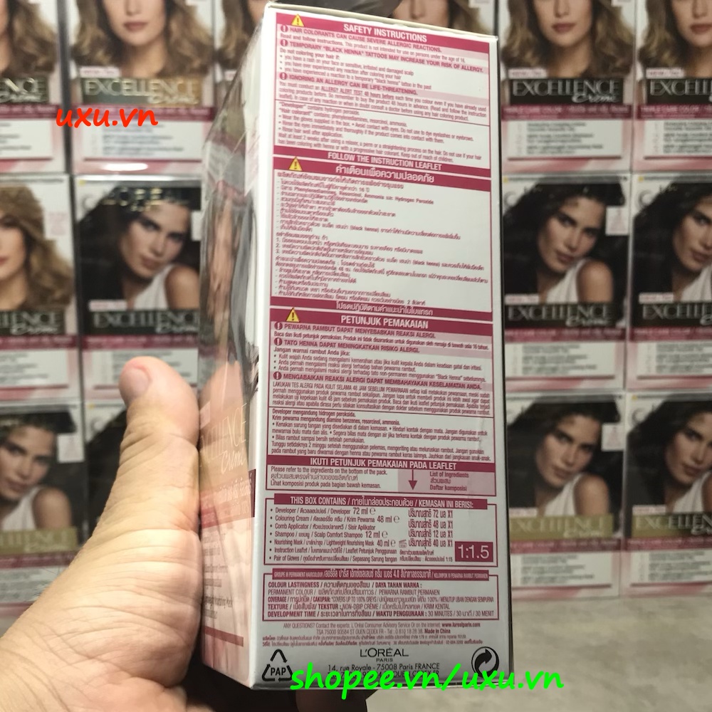 Thuốc Nhuộm Tóc Số 4  Loreal Paris Excellence Cream Dưỡng Tóc, Phủ Bạc, Với uxu.vn Tất Cả Là Chính Hãng.