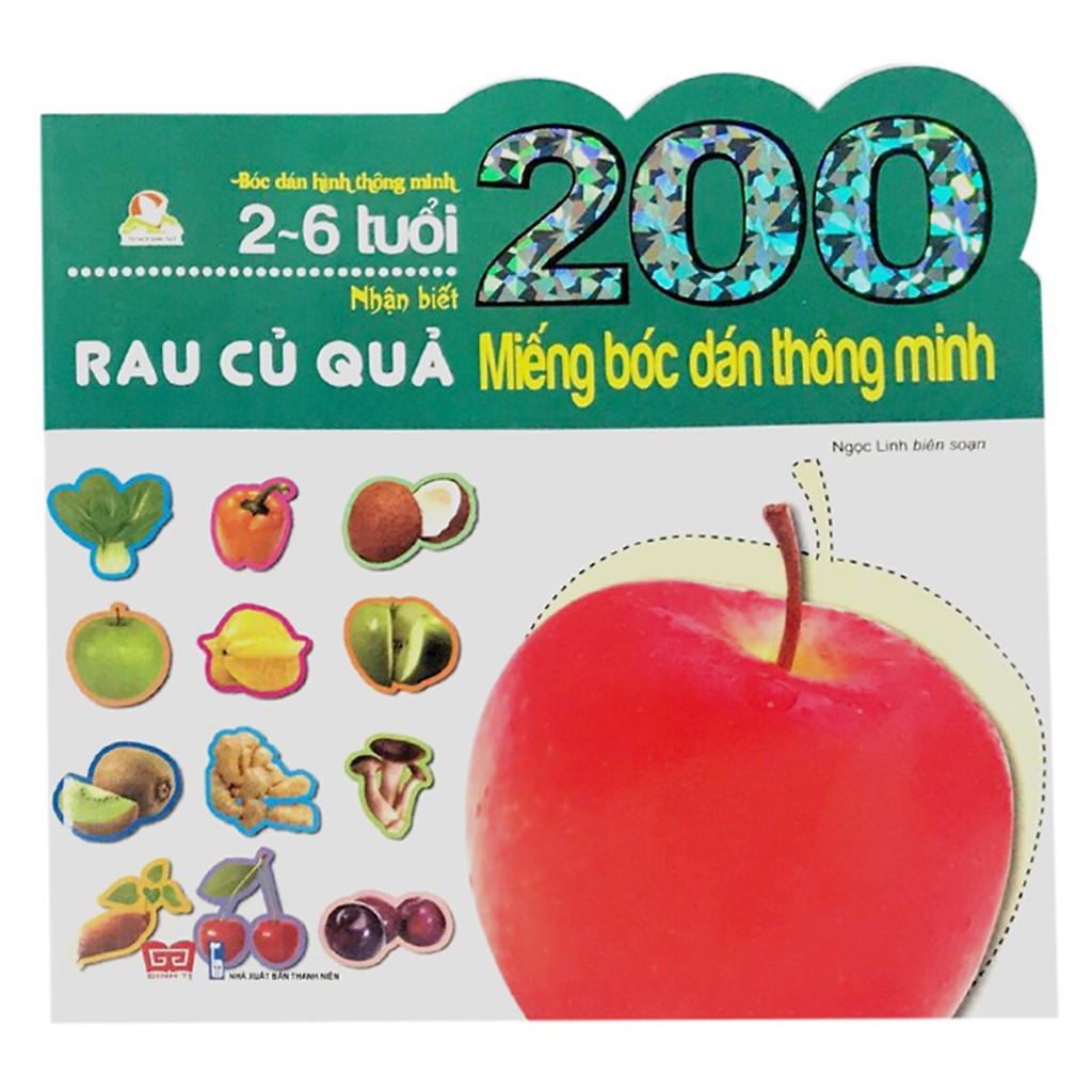 [Mã LIFE2410K giảm 10K đơn 20K] [Sách] - 200 miếng bóc dán thông minh 2-6 tuổi - Nhận biết rau củ quả