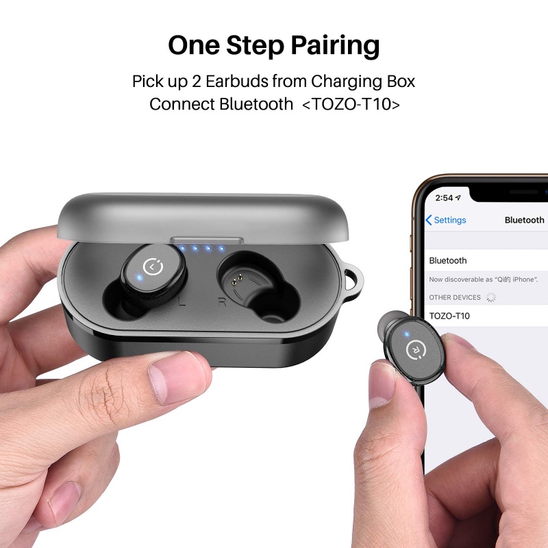Tai Nghe Không Dây Bluetooth 5.0 TOZO T10 TWS Chính Hãng TOZO IPX8 Tai Nghe Âm Thanh Nổi Mic Âm Trầm Cao Cấp BH 12 Thang
