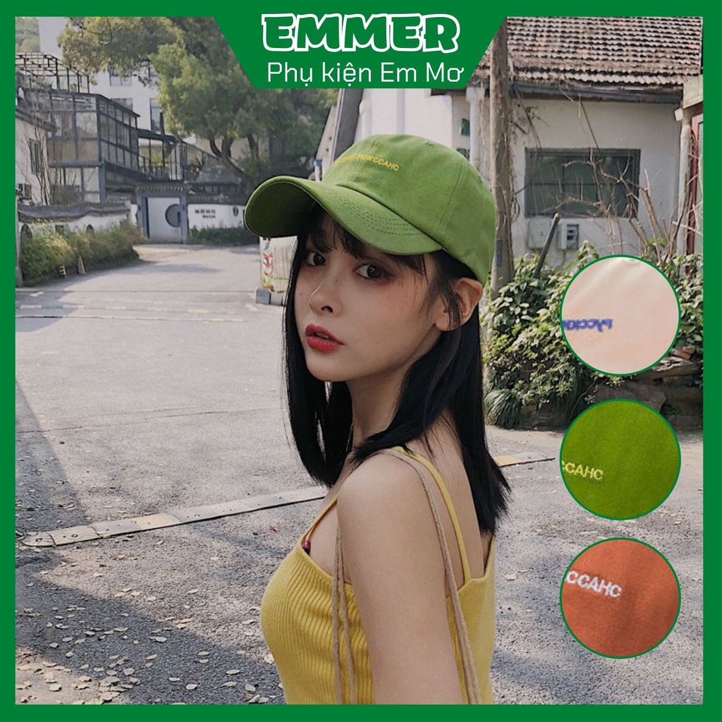 Mũ lưỡi trai nữ, nón kết unisex ulzzang phong cách Hàn Quốc thêu chữ, phụ kiện Emmer