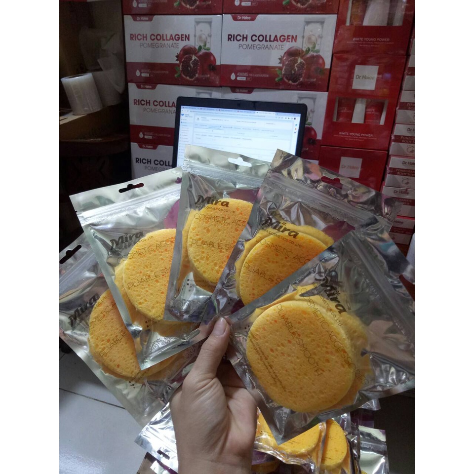 Bông rửa mặt bọt biển massage mặt MIRA