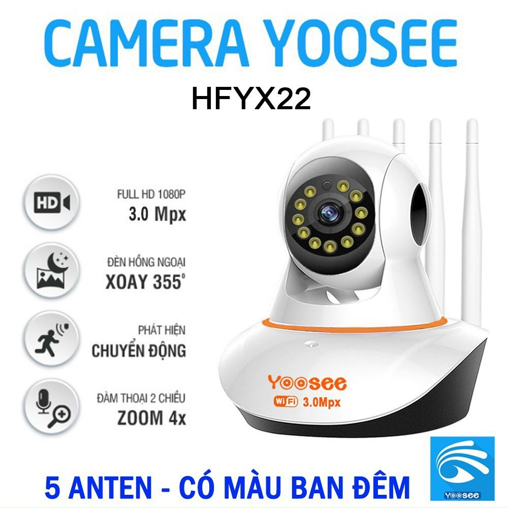 Camera IP Wifi YOOSEE HFYX22 3MP Robo (5 Anten, Ko LAN, Có màu ban đêm)