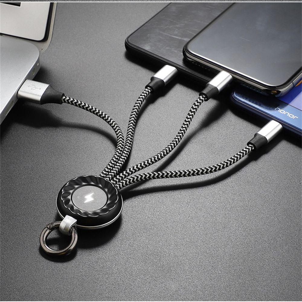 Cáp Sạc Nhanh GLENES 3 Trong 1 Micro USB Type C Gắn Móc Khóa Tiện Dụng