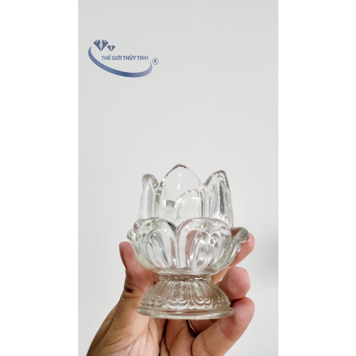 LY THỦY TINH ĐỰNG NẾN SEN NỞ