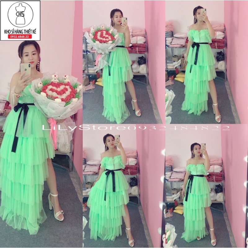 ĐẦM MAXI TẦNG RỚT VAI full size S/M/L/XL ( ẢNH VÀ VIDEO CHỦ SHOP TỰ QUAY 10000%)