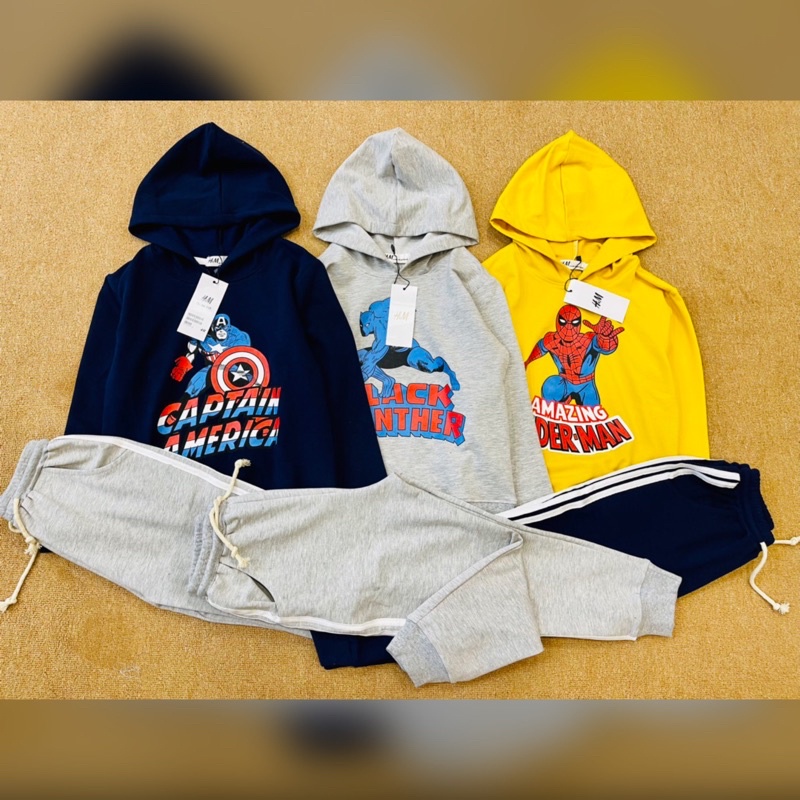 Bộ Nỉ Hoodie Bé Trai Siêu Nhân HM - Bộ nỉ bé trai áo hoodie
