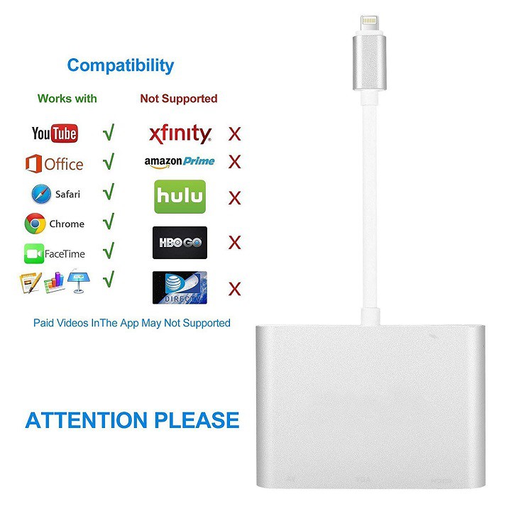 Cáp chuyển đổi Lightning to Digital AV Multiport HDMI VGA có âm thanh
