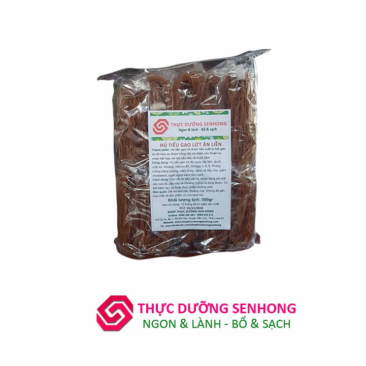 Hủ tiếu gạo lứt ăn liền (bịch 10 gói - 500gr) - Thực dưỡng Sen Hồng