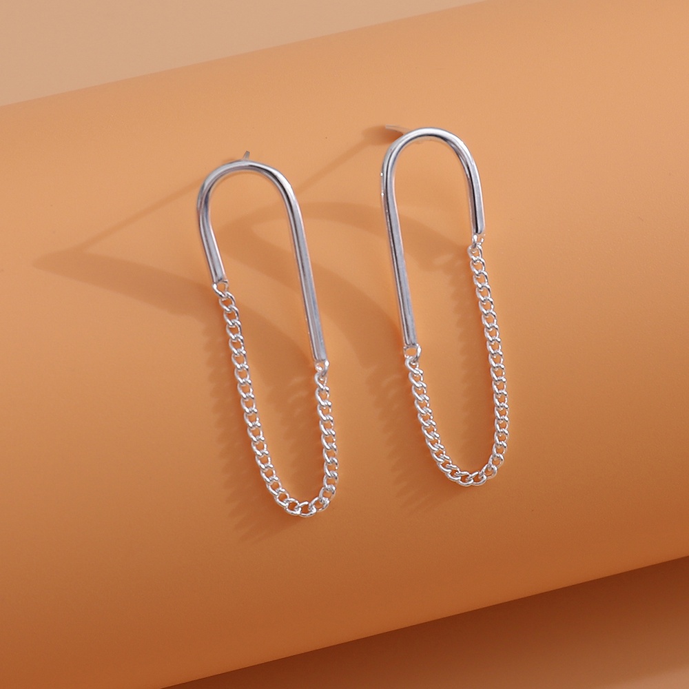 Đôi Khuyên Tai Dây Xích Hình Tròn Thiết Kế Đơn Giản Thời Trang Mùa Hè Dành Cho Nữ