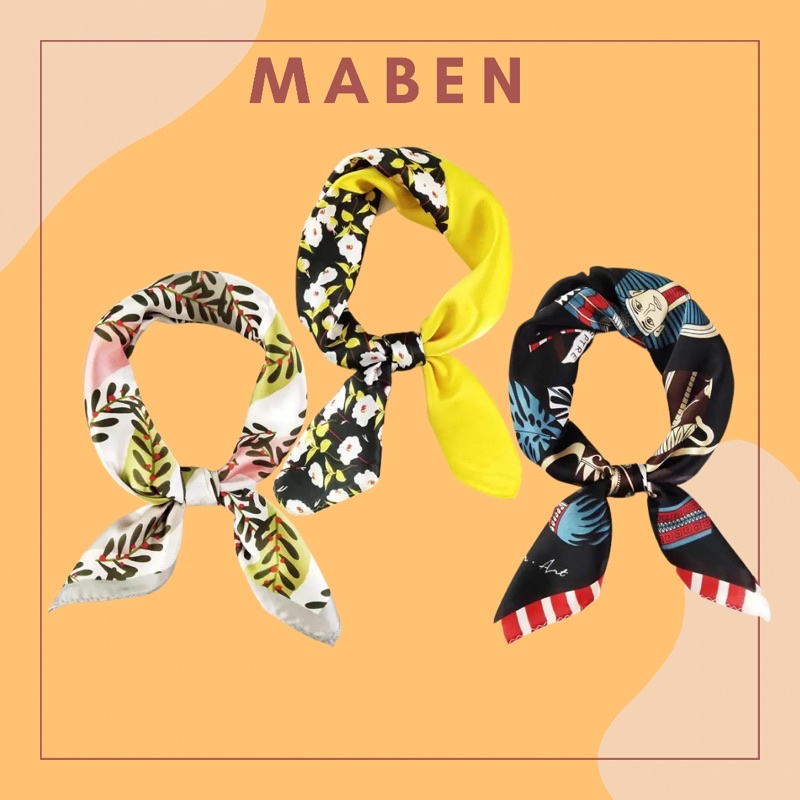 Khăn turban lụa mini size 53x53cm dễ thương - Maben