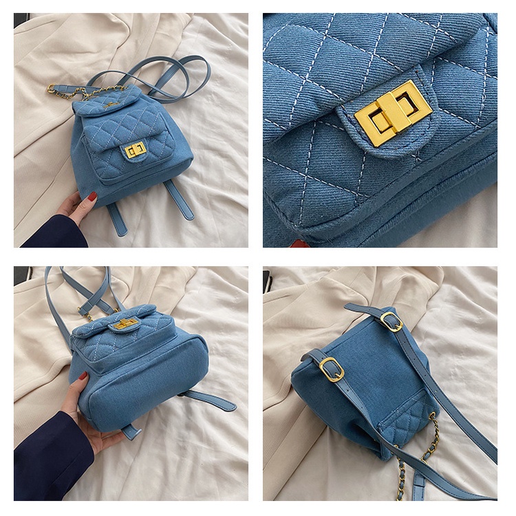 Ba Lô Đeo Vai Hình Thoi Cỡ Nhỏ Phối Dây Xích Thời Trang Mùa Hè 2022 Cho Nữ