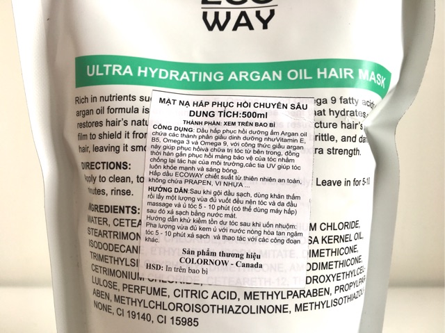Dầu Hấp Ủ Tóc ECO WAY Collagen Argan Oil 500ml
