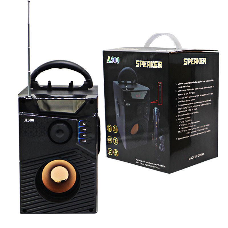 Loa bluetooth karaoke mini mới nhất A300 công suất lớn không dây có mic âm thanh cực hay bass mạnh Bảo Hành 1 đổi 1