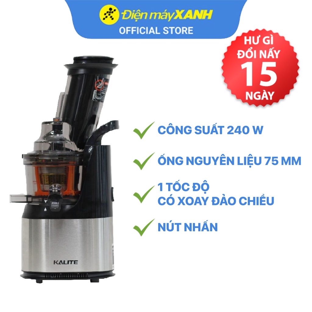 [Mã ELHA22 giảm 5% đơn 300K] Máy ép chậm Kalite KL-565 240 W - Chính hãng BH 12 tháng - Ống nguyên liệu 75 mm