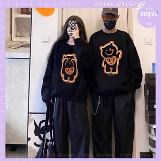 Áo Sweater Nỉ Dày Dặn Cặp Đôi, Bạn Thân Hình Chú Gấu Cute, Áo Sweater Nỉ Nam Nữ Form Rộng Nam Nữ Đủ Size