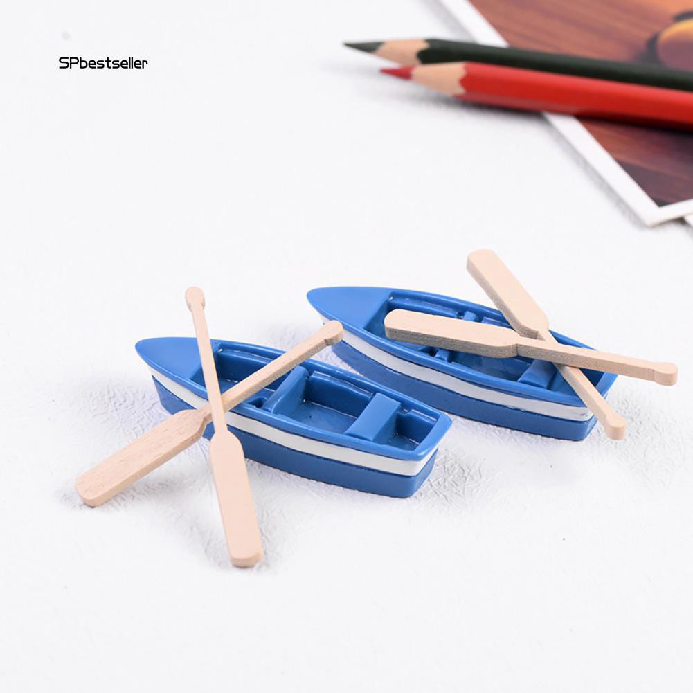 Set thuyền và tay chèo mô hình mô phỏng dùng để trang trí chậu bonsai dễ thương