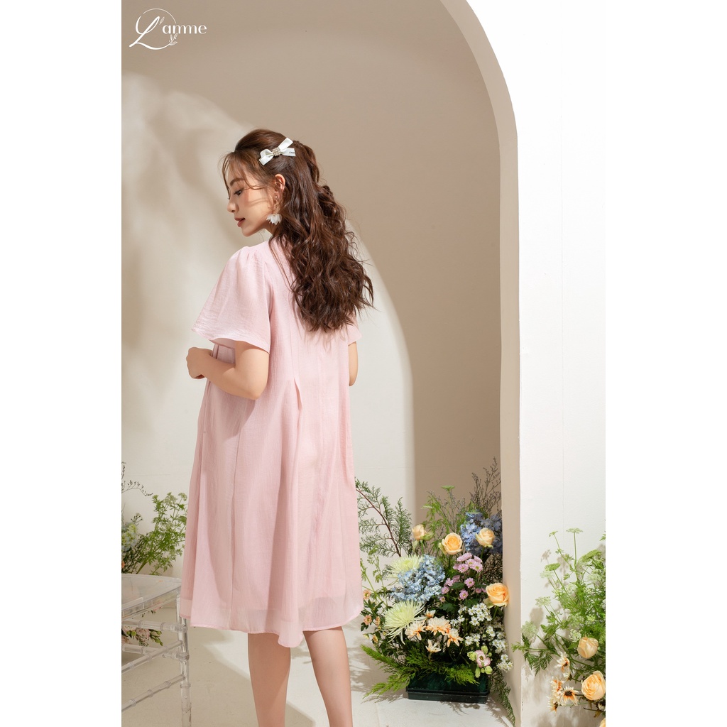 Đầm bầu PEACH DRESS kiểu dáng xếp li tạo điểm nhấn, kín đáo, lịch sự thiết kế by LAMME