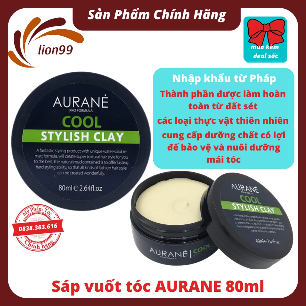 Sáp vuốt tóc AURANE cool stylish clay 80g tạo kiểu tóc hàng nhập Pháp cao cấp