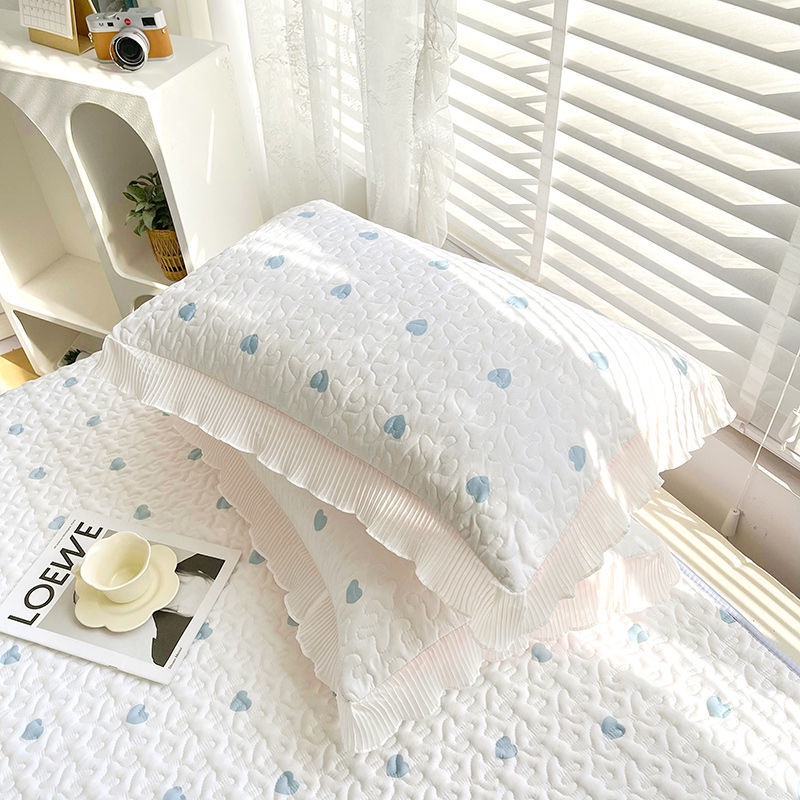 Vỏ Gối Đơn/Đôi Chất Liệu Chiffon Phối Ren Phong Cách Hàn Quốc Kích Thước 48x74cm