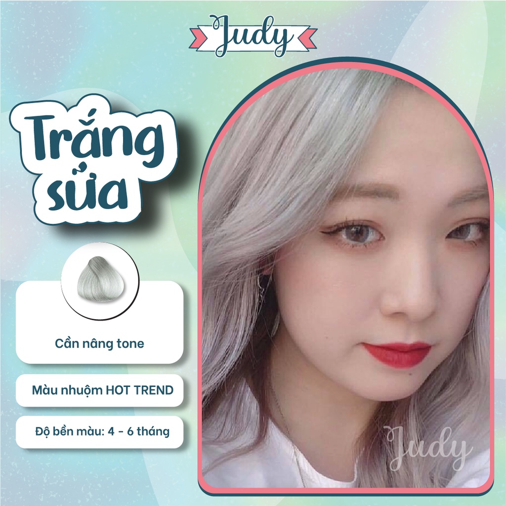 Thuốc nhuộm tóc màu TRẮNG SỮA tại nhà đơn giản + tặng oxy trợ nhuộm và gang tay,dưỡng tóc bóng mượt, phục hồi hư tổn