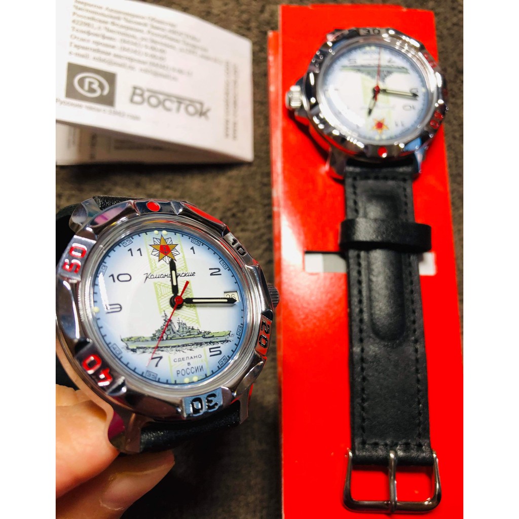 Đồng hồ nam Vostok máy cơ lên giây, size mặt 40, size dây 18. Đồng hồ Nga Vostok Komandirskie 811428