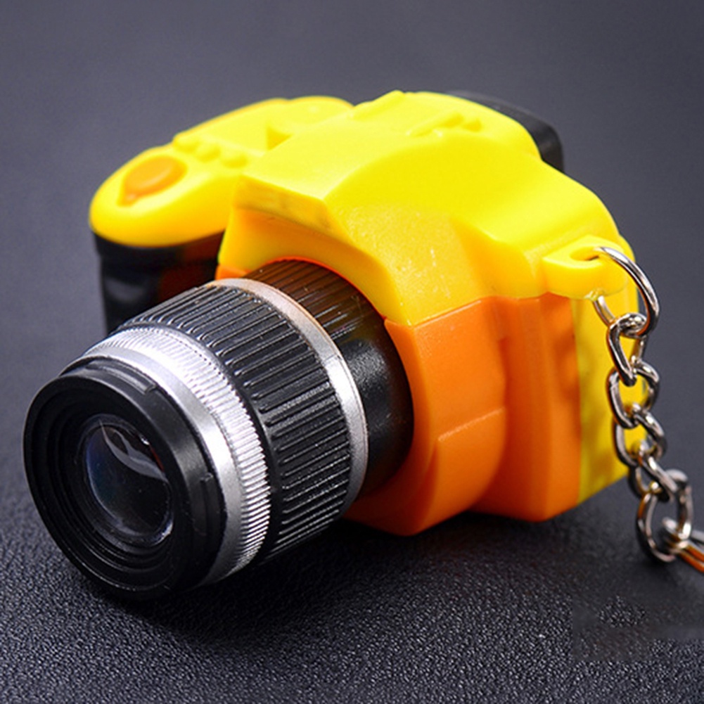 Móc khóa hình máy ảnh mini DSLR có đèn LED kiểu dáng sáng tạo