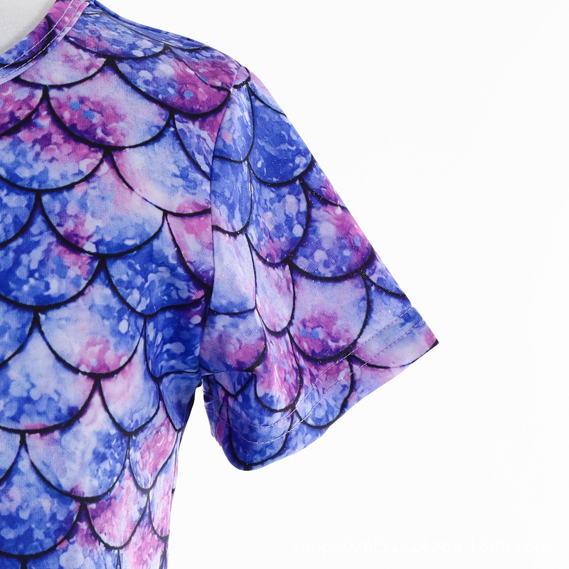 Đầm Bé Gái Từ 4-8 Tuổi Tay Ngắn In Hình Nàng Tiên Cá Nhiều Màu Dễ Thương