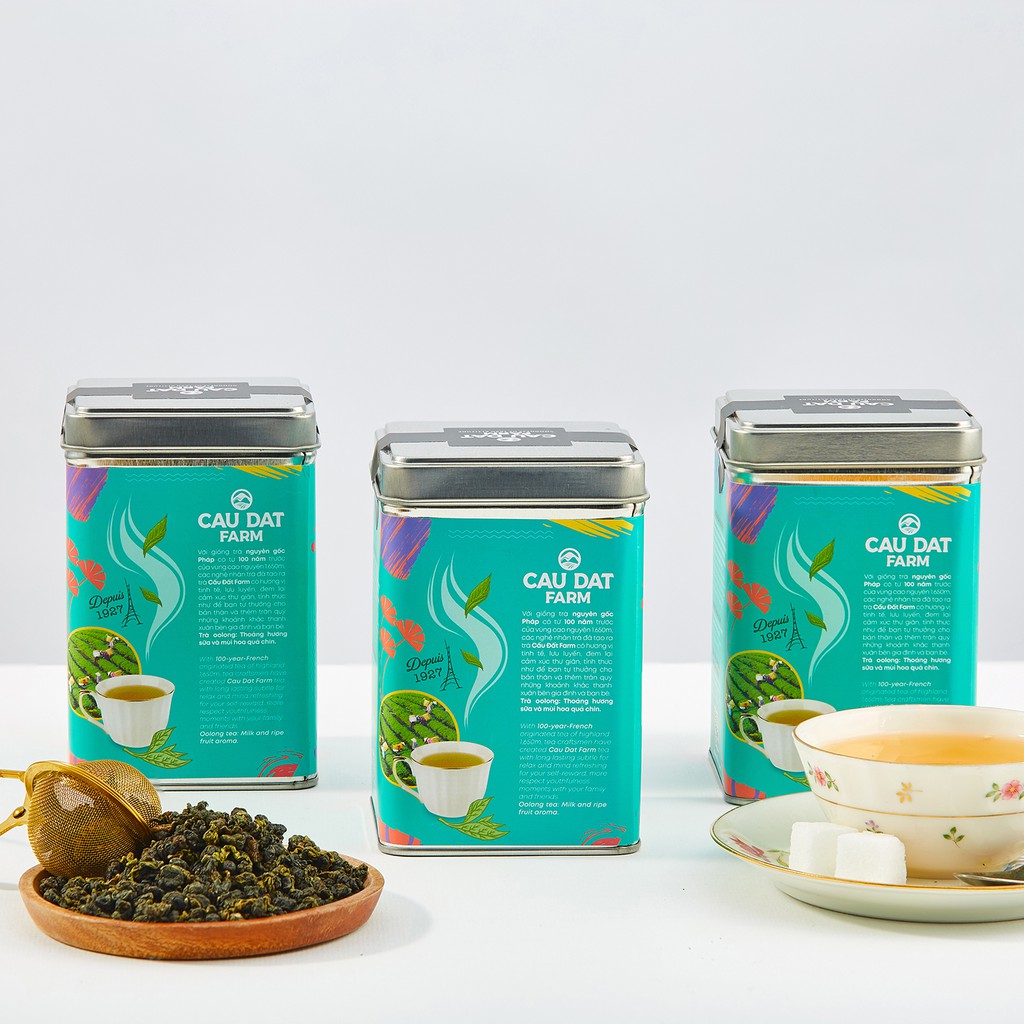 Trà Oolong Kim Tuyên Cầu Đất Hộp Thiếc 100g