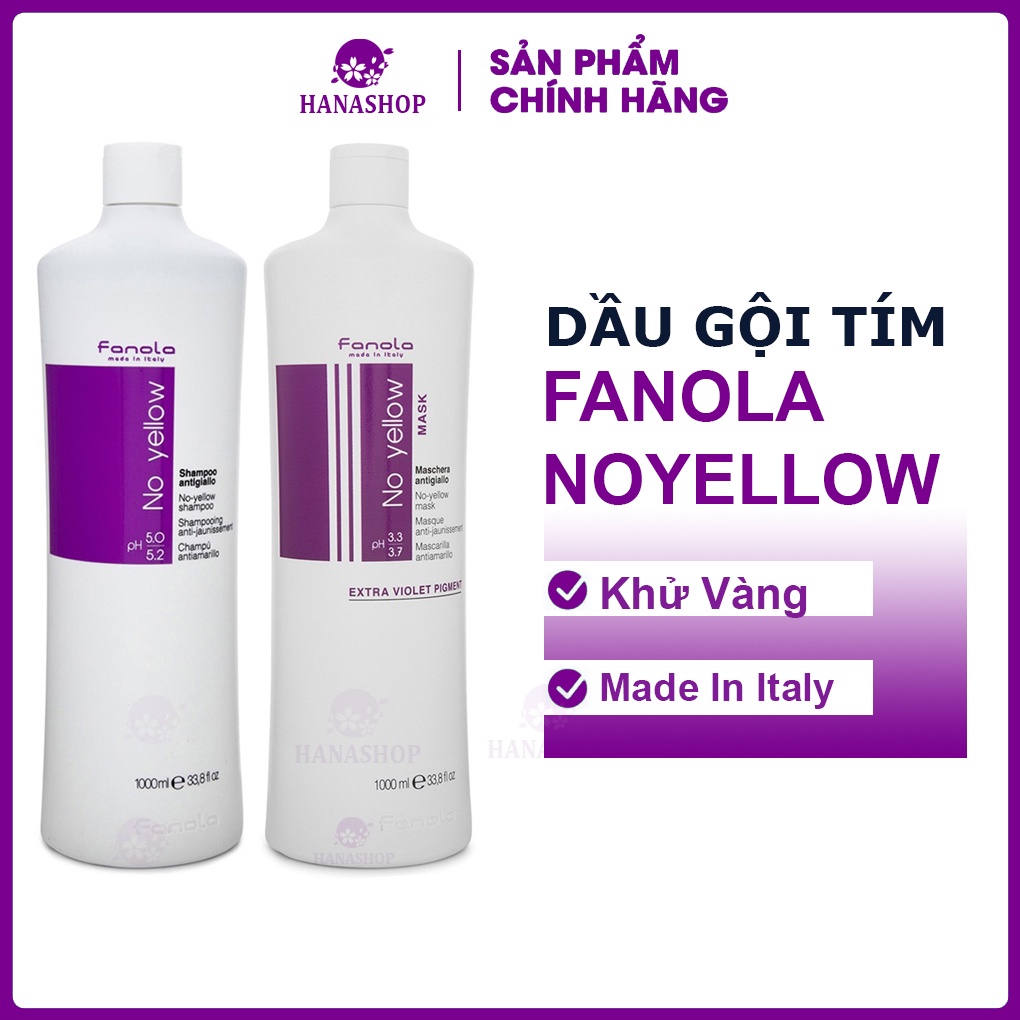 Dầu Gội Tím FANOLA NOYELLOW - Dầu Gội Khử Ánh Vàng Cho Tóc Bạch Kim 1000ML