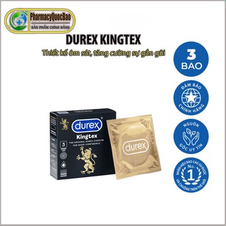 Bao cao su Durex Kingtex - Hộp 3 cái - Độ rộng 49mm ôm sát, tăng cường sự gần gũi.